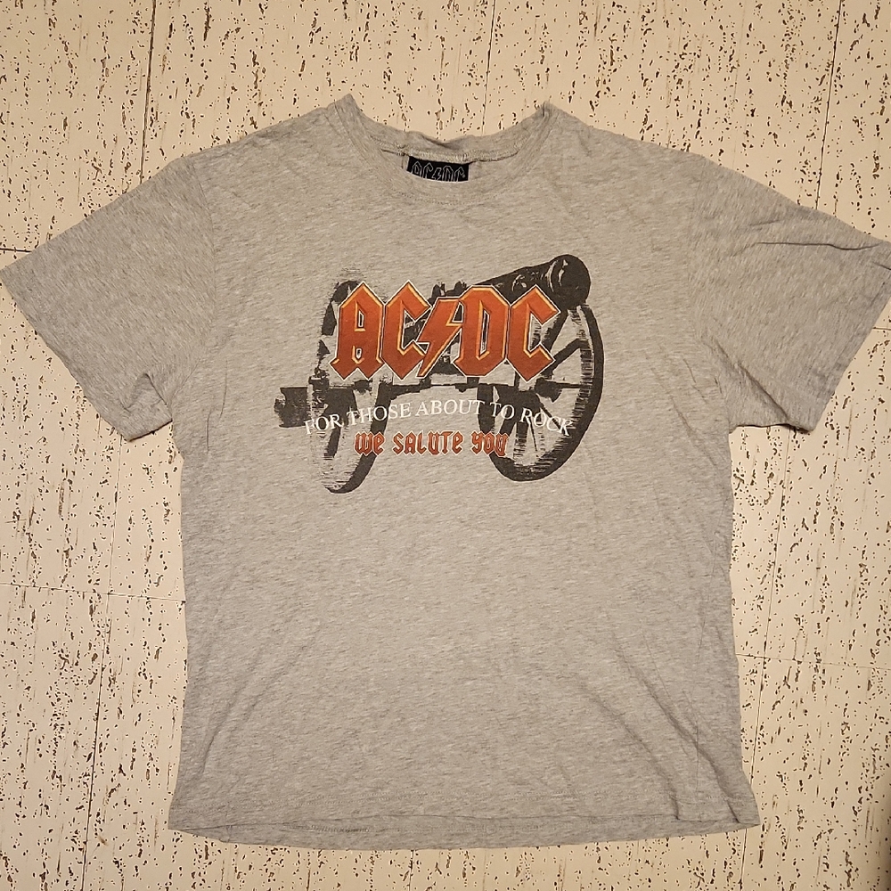 AC/DC For Those About To Rock We Salute You Spellout Band T Shirt Vintage Y2K